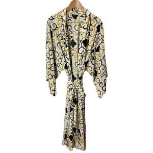 Natori Ivory Multicolor Beaded Trim Long Sleeve Robe Women's Size L